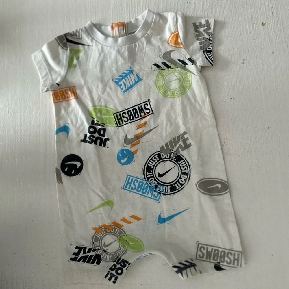 Nike White Romper with Colorful Graphic Print